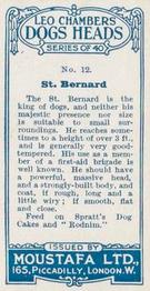 1924 Moustafa Leo Chambers Dogs Heads #12 St. Bernard Back