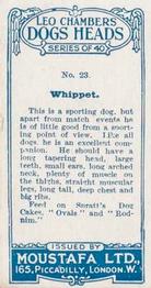 1924 Moustafa Leo Chambers Dogs Heads #23 Whippet Back