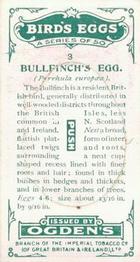 1926 Ogden's British Bird's Eggs (Cut-outs) #3 Bullfinch Back