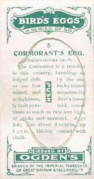 1926 Ogden's British Bird's Eggs (Cut-outs) #5 Cormorant Back