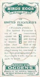 1926 Ogden's British Bird's Eggs (Cut-outs) #10 Spotted Flycatcher Back