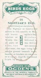1926 Ogden's British Bird's Eggs (Cut-outs) #25 Nightjar Back