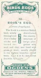 1926 Ogden's British Bird's Eggs (Cut-outs) #33 Rook Back