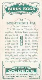 1926 Ogden's British Bird's Eggs (Cut-outs) #43 Song-Thrust Back