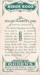 1926 Ogden's British Bird's Eggs (Cut-outs) #50 Yellow-Hammer Back