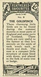 1926 Scottish Co-operative Wholesale Society Feathered Favourites #5 The Goldfinch Back