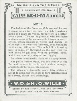 1929 Wills's Animals and Their Furs #12 Mole Back