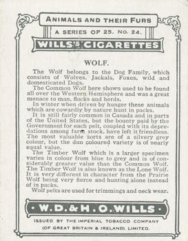 1929 Wills's Animals and Their Furs #24 Wolf Back