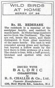 1935 Baldric Wild Birds at Home #23 Redshank Back