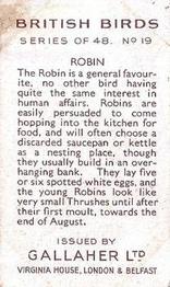 1937 Gallaher British Birds #19 Robin Back