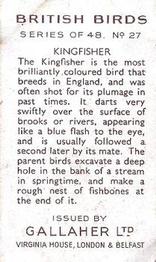 1937 Gallaher British Birds #27 Kingfisher Back