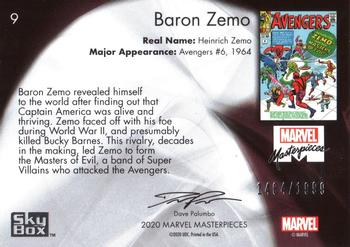 2020 SkyBox Marvel Masterpieces #9 Baron Zemo Back