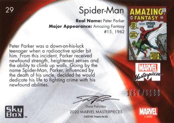 2020 SkyBox Marvel Masterpieces #29 Spider-Man Back