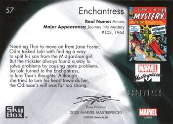 2020 SkyBox Marvel Masterpieces #57 Enchantress Back