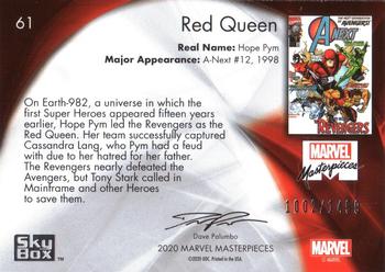 2020 SkyBox Marvel Masterpieces #61 Red Queen Back