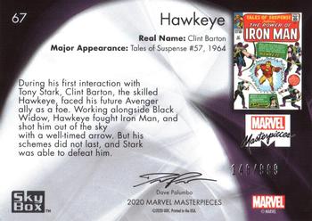2020 SkyBox Marvel Masterpieces #67 Hawkeye Back