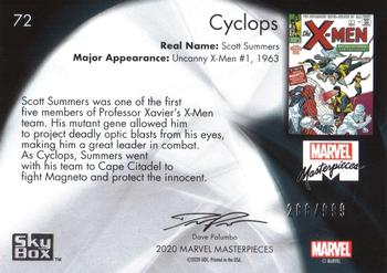 2020 SkyBox Marvel Masterpieces #72 Cyclops Back