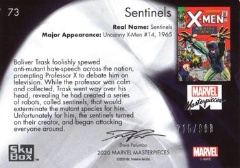 2020 SkyBox Marvel Masterpieces #73 Sentinels Back