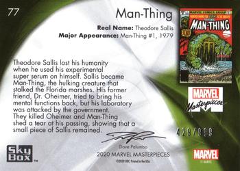 2020 SkyBox Marvel Masterpieces #77 Man-Thing Back
