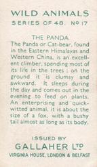 1937 Gallaher Wild Animals #17 Panda Back