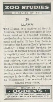 1937 Ogden's Zoo Studies #26 Llama Back