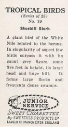 1954 Junior Service Tropical Birds #19 Shoebill Stork Back