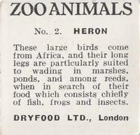 1955 Dryfood Zoo Animals #2 Heron Back