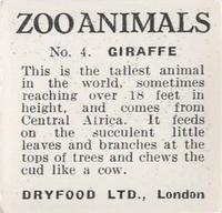 1955 Dryfood Zoo Animals #4 Giraffe Back