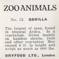 1955 Dryfood Zoo Animals #13 Gorilla Back