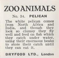 1955 Dryfood Zoo Animals #34 Pelican Back