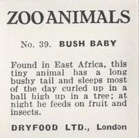 1955 Dryfood Zoo Animals #39 Bush Baby Back