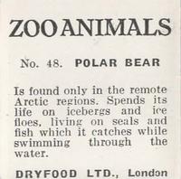 1955 Dryfood Zoo Animals #48 Polar Bear Back