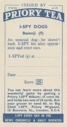 1957 Priory Tea I-Spy Dogs #9 Basenji Back