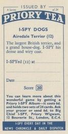 1957 Priory Tea I-Spy Dogs #12 Airedale Terrier Back