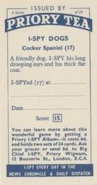 1957 Priory Tea I-Spy Dogs #17 Cocker Spaniel Back