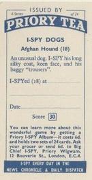 1957 Priory Tea I-Spy Dogs #18 Afghan Hound Back
