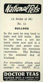 1961 Doctor Teas National Pets #11 Bulldog Back