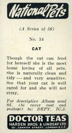 1961 Doctor Teas National Pets #34 Cat Back