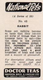1961 Doctor Teas National Pets #42 Rabbit Back