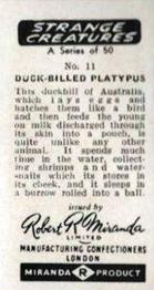 1961 Robert R. Miranda Strange Creatures #11 Duck-Billed Platypus Back