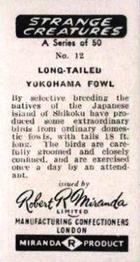 1961 Robert R. Miranda Strange Creatures #12 Long-Tailed Yokohama Fowl Back