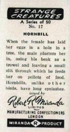 1961 Robert R. Miranda Strange Creatures #17 Hornbill Back