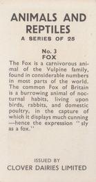 1966 Clover Dairies Animals & Reptiles #3 Fox Back