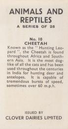 1966 Clover Dairies Animals & Reptiles #10 Cheetah Back