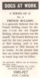 1970 VIMS Pet Food / Molassine Dogs at Work #4 French Bulldog Back