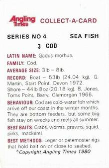 1980 Angling Times Collect-a-Card Series 4 (Sea Fish) #3 Cod Back