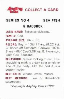 1980 Angling Times Collect-a-Card Series 4 (Sea Fish) #6 Haddock Back