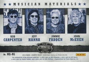 2014 Panini Country Music - Musician Quad Materials Green #MQ-NG Bob Carpenter / Jeff Hanna / Jimmie Fadden / John McEuen Back