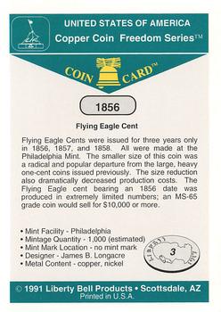 1991 Liberty Bell Coin Cards #3 1856 Flying Eagle Cent Back