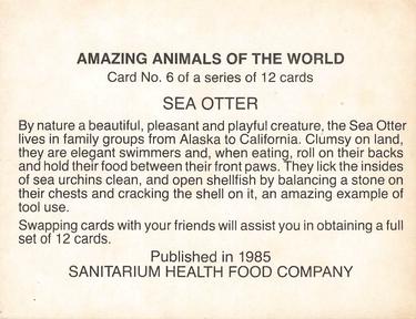 1985 Sanitarium Health Foods Amazing Animals of the World #6 Sea Otter Back